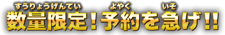 数量限定！予約を急げ!!